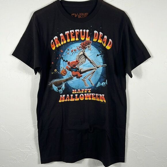 👻🎃 The GRATEFUL DEAD Happy Halloween Horror Band Black Tee - Sz Medium- EUC - Picture 1 of 8